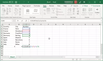 Làm cách nào để đếm số lượng ô và đếm ký tự trong một ô trong Excel? : Cách đếm số lượng ô trong Excel using function COUNTA