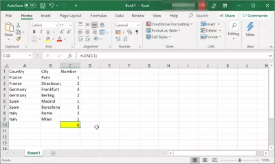 How to count number of cells and count characters in a cell in Excel? : Count digits in a cell in Excel with function LEN
