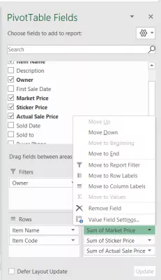 How to create a pivot table in Excel : Figure 6: Selecting ‘Value Field Settings’.