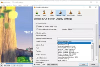 Kako prenesti podnapise v VLC : Spreminjanje kodiranja besedila podnapisov za reševanje čudnih znakov s podnapisi se prikaže
