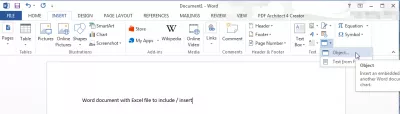 Insertar archivo de Excel en Word : Documento de Word en el que se debe insertar un Excel.