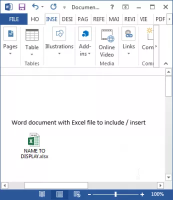 Insert Excel file into Word : Embed spreadsheet in Word