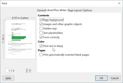 LibreOffice ទទួលពណ៌ត្រឡប់មកវិញក្នុងការនាំចេញ PDF : រូបទី 4: ជម្រើសបោះពុម្ព LibreOffice