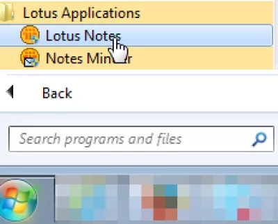 Lotus Notes сталася помилка при відкритті вікна : Запустіть Лотос Примітки із меню "Пуск" в Windows