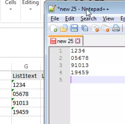 Comment faire un vlookup dans Excel? Excel aide vlookup : Fig07 Données collées dans Excel sous forme de texte dans les colonnes de texte