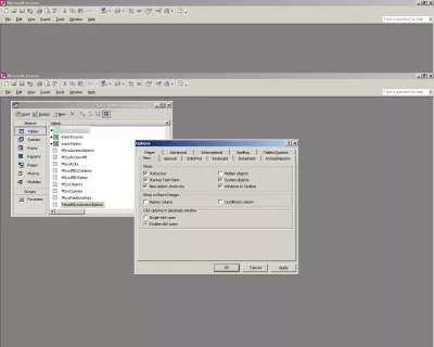 MS Prieiga MDB remonto įrankis : Prieiga, sistemos objektų rodymo parinktis