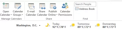 Vremenska napoved programa Microsoft OutLook za mojo lokacijo : Privzeta lokacija v Outlookovem koledarju