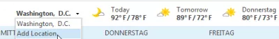 Microsoft OutLook weather forecast for my location : Select the Add location option