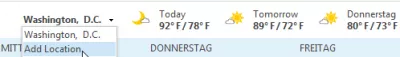 Prévisions météo Microsoft OutLook pour ma position : Sélectionnez l'option Ajouter un emplacement