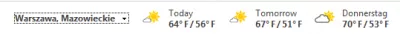 Jak zmienić pogodę kalendarza programu Outlook na Celsjusza? : Prognoza pogody w kalendarzu w jednostce Fahrenheit F °