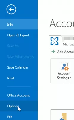 How to change Outlook calendar weather to Celsius? : Options in File menu