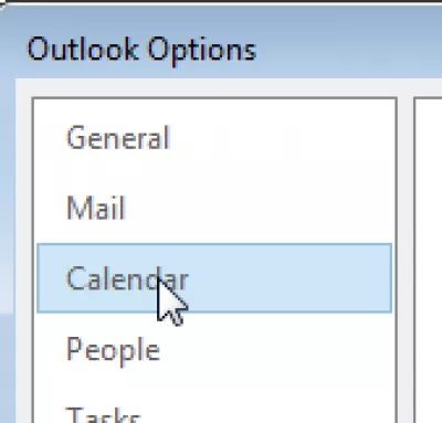 Come modificare il tempo del calendario di Outlook in gradi Celsius? : Menu del calendario nelle opzioni di Outlook