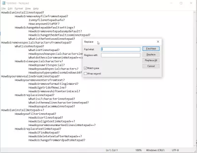 Remove All Unwanted Characters Using Notepad And Notepad++: Whitespace, Tabulation, And More : All whitespace removed from text in Notepad app