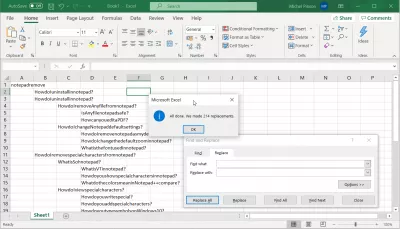 Remove All Unwanted Characters Using Notepad And Notepad++: Whitespace, Tabulation, And More : Confirmation of successful remove blank spaces in Excel operation