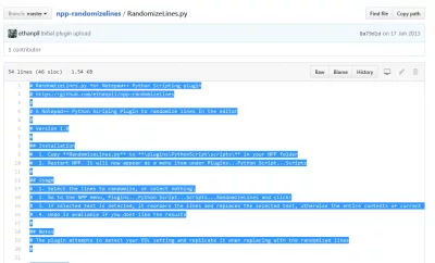 Notepad ++ aleatorizar, ordenar líneas al azar : Copie la secuencia de comandos de Python RandomizeLines.py de github