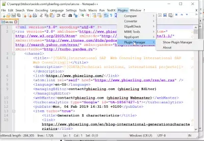 Wie füge ich den Notepad ++ fehlenden Plugin-Manager wieder hinzu? : Plugin-Manager-Plugin, auf das über Notepad ++ - Plugins-Menüs zugegriffen werden kann