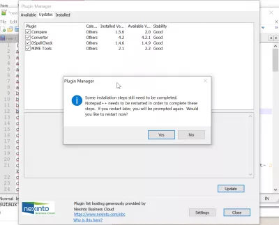 Làm cách nào để thêm lại trình quản lý plugin thiếu Notepad ++? : Trình quản lý plugin yêu cầu khởi động lại Notepad ++ khi kết thúc cập nhật plugin