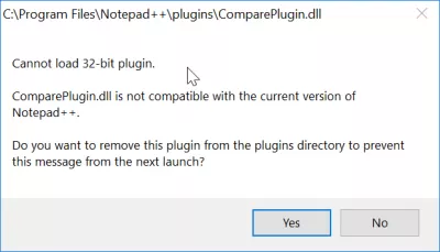 Nuk mund të ngarkoj 32 bit plugin Notepad ++ : Mesazhi i gabimit kur përdorni shtojca në versionin 64 bit