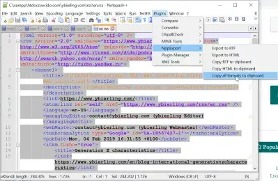 Notepad + + kopi med formatering : Notepad + + kopi med syntax utheving option in plugin NPPExport