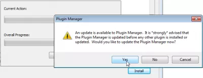 Notepad++ install Python Script plugin with Plugin Manager : Accept Plugin Manager update installation 