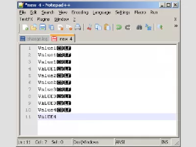 Notepad ++ uklanjanje duplikata linija i sortiranje : Slika 1: Notepad ++ datoteka s duplikatima 