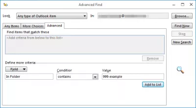 Outlook ค้นหาโฟลเดอร์อีเมลในไม่กี่ขั้นตอนง่ายๆ : เพิ่มเกณฑ์ในการค้นหารายการ