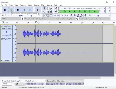 Como gravar voz no Windows 10 facilmente com o Audacity? : Reproduzindo um registro de áudio com o Audacity