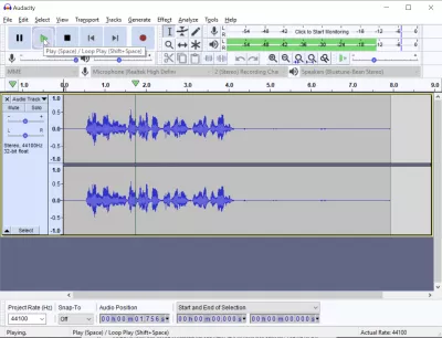 Як легко записувати голос на Windows 10 за допомогою Audacity? : Відтворення аудіозапису з Audacity