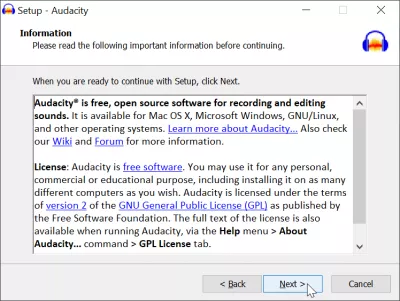 How to record voice on Windows 10 easily with Audacity? : Audacity installation wizare