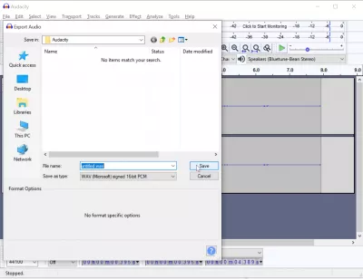 ¿Cómo grabar voz en Windows 10 fácilmente con Audacity? : Guardar archivo en la solicitud de computadora