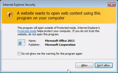 Sharepoint kunde inte öppna arbetsboken : Internet Explorer Security popup