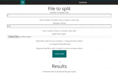 Розділити текстовий файл онлайн для блокнот ++ з HTML5 : Програма розщеплення текстового файлу за допомогою YB Digital