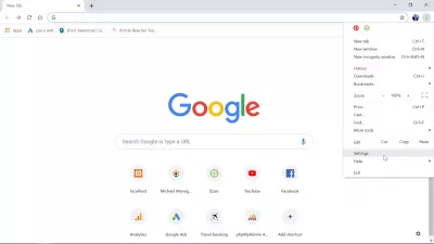 Windows10-da Chrome bildirişlərini necə söndürmək olar? : 1: Google Chrome-da giriş parametrləri menyusu