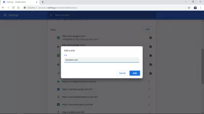 Windows10-da Chrome bildirişlərini necə söndürmək olar? : Bildirişlərə icazə veriləcək site URL'sini daxil edin