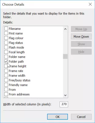 Windows search show full path : Folder path name