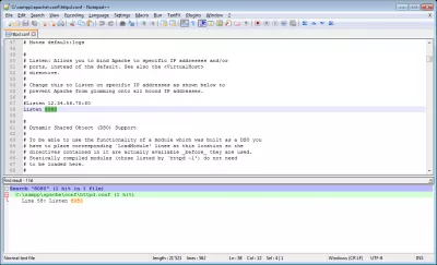 Teks pencarian Windows dalam file dan folder dengan Notepad ++ : Hasil pencarian dibuka dan disorot