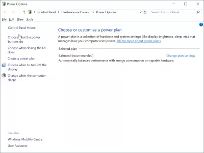 Add hibernate to Windows 10 : select choose what the power buttons do