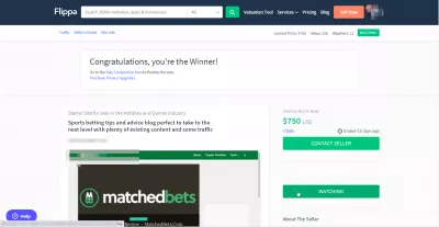 Flippa Affiliate Programmi Ülevaade : Veebisait müüakse Flippanla kaudu oksjoni kaudu, mida müüakse selle ostmisega