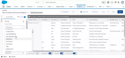 Quickly add a chart to report in SalesForce Ligthning : Selecting field for report grouping