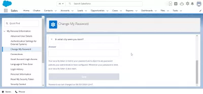 How to easily change or reset user password with SalesForce password policies? : Change my password security question