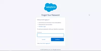 How to easily change or reset user password with SalesForce password policies? : Entering username to reset user password in SalesForce