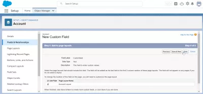 Create custom field SalesForce : Add to page layout