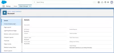 Create custom field SalesForce : Fields and relationships menu in Object Manager