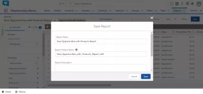 How to create a report in SalesForce? : Saving new report