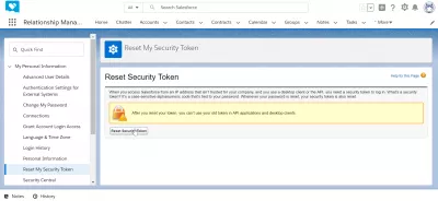 Paano makakuha ng token ng seguridad sa SalesForce Lightning? : Nakakuha ang SalesForce ng security token screen sa mga setting