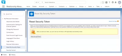 How to get security token in SalesForce Lightning? : SalesForce interface example: reset security token button