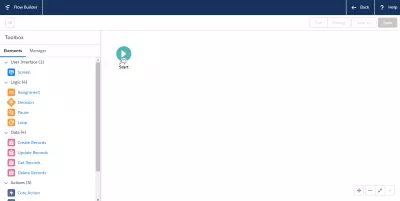 SalesForce: How to activate a flow in the SalesForce flow builder? : Start button in SalesForce flow builder