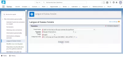 Salesforce بجلی میں زبان کو کس طرح تبدیل کرنے کے لئے؟ : SalesForceLightning tnterface فرانسیسی میں دکھایا گیا ہے