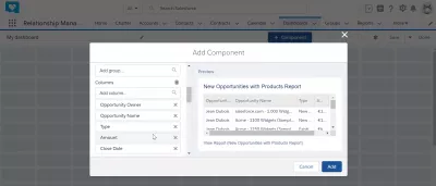 How to create a dashboard in SalesForce Lightning? : Selecting columns to display in component
