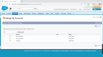 How to merge accounts in SalesForce Classic? : Records to merge selected